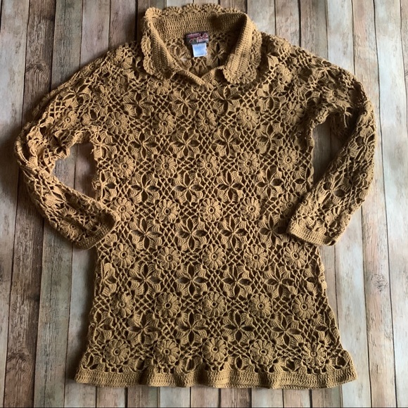 April Cornell Dresses & Skirts - April Cornell Long Sleeve Crochet Dress
